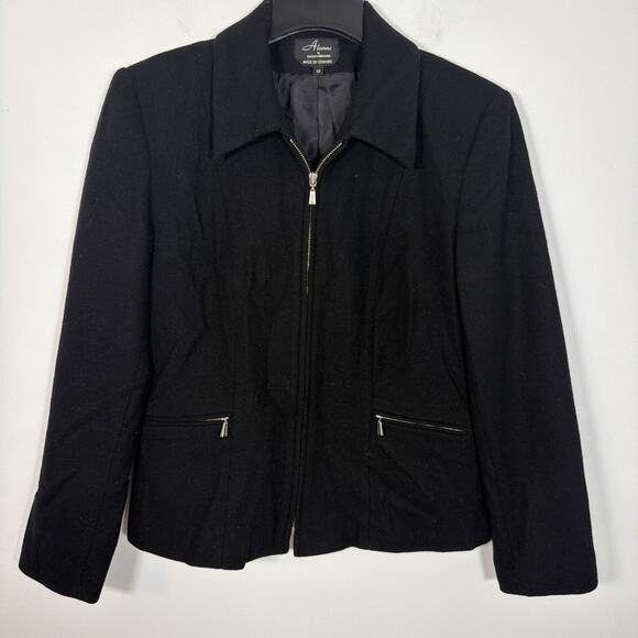 Alanni by Donnybrook 100% Wool Full Zip Jacket 12 Black Ukraine Dress Pea Coat - Picture 1 of 7